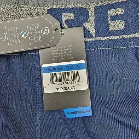 RBX Boxer Briefs blue/gray 9" inseam NWT Medium or Large - Picture 5 of 6